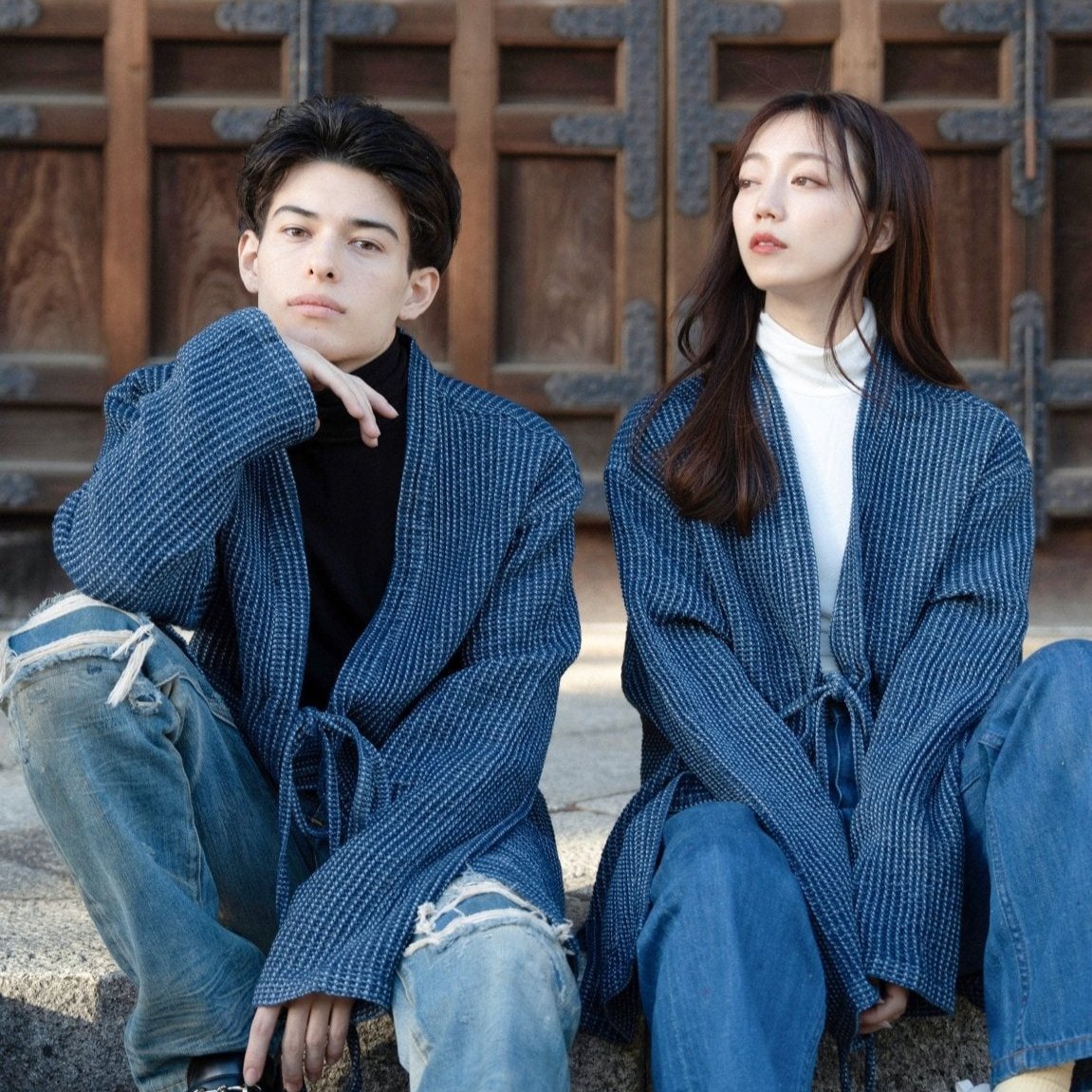 Waffle Tweed Denim Kimono 華夫格織紋牛仔袍