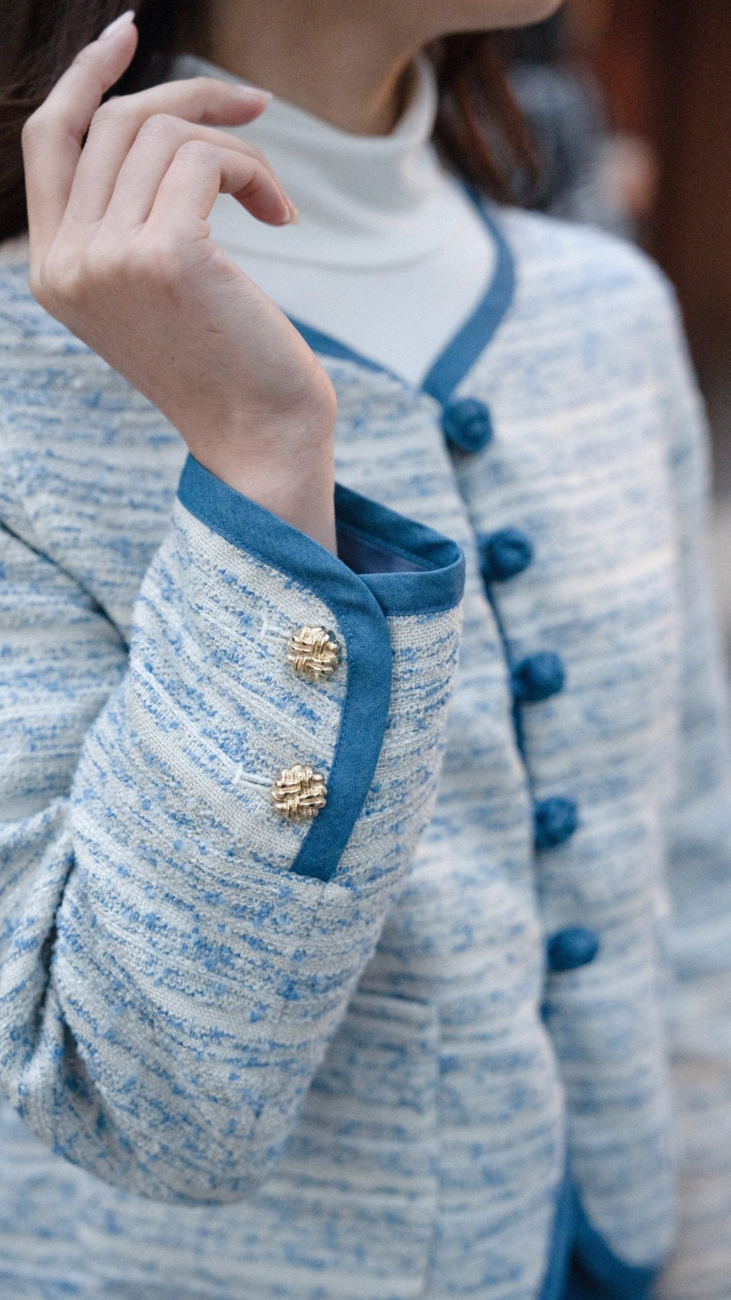 Collarless Ball Ball Tweed KF Jacket 波波盤扣花呢外套
