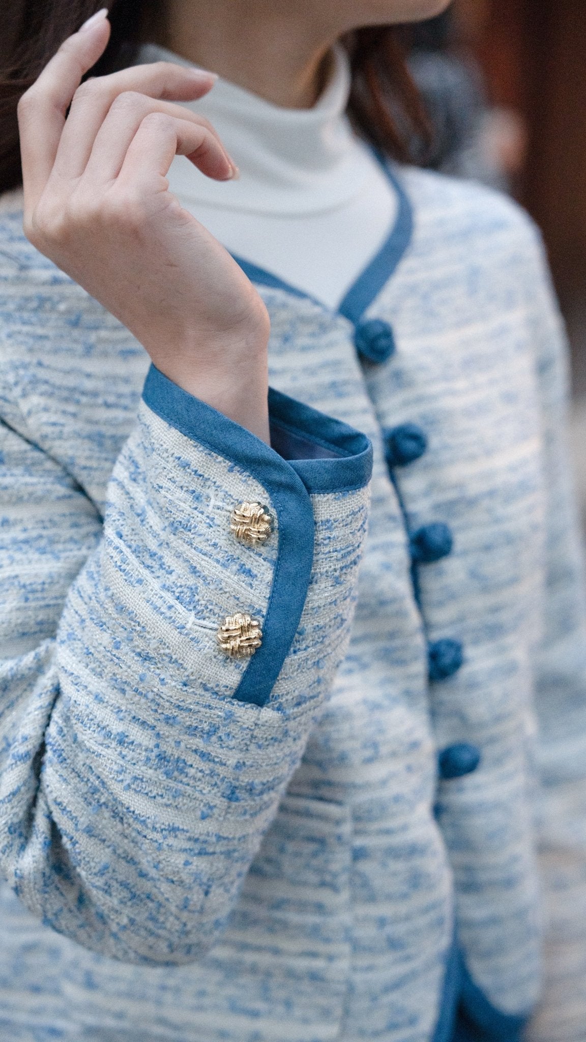 Collarless Ball Ball Tweed KF Jacket 波波盤扣花呢外套