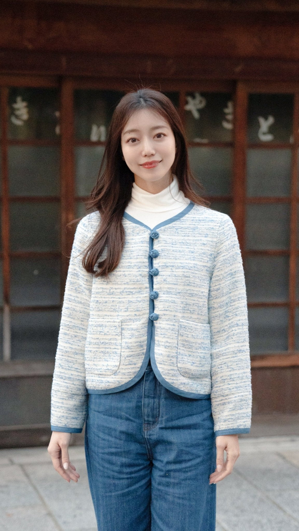 Collarless Ball Ball Tweed KF Jacket 波波盤扣花呢外套
