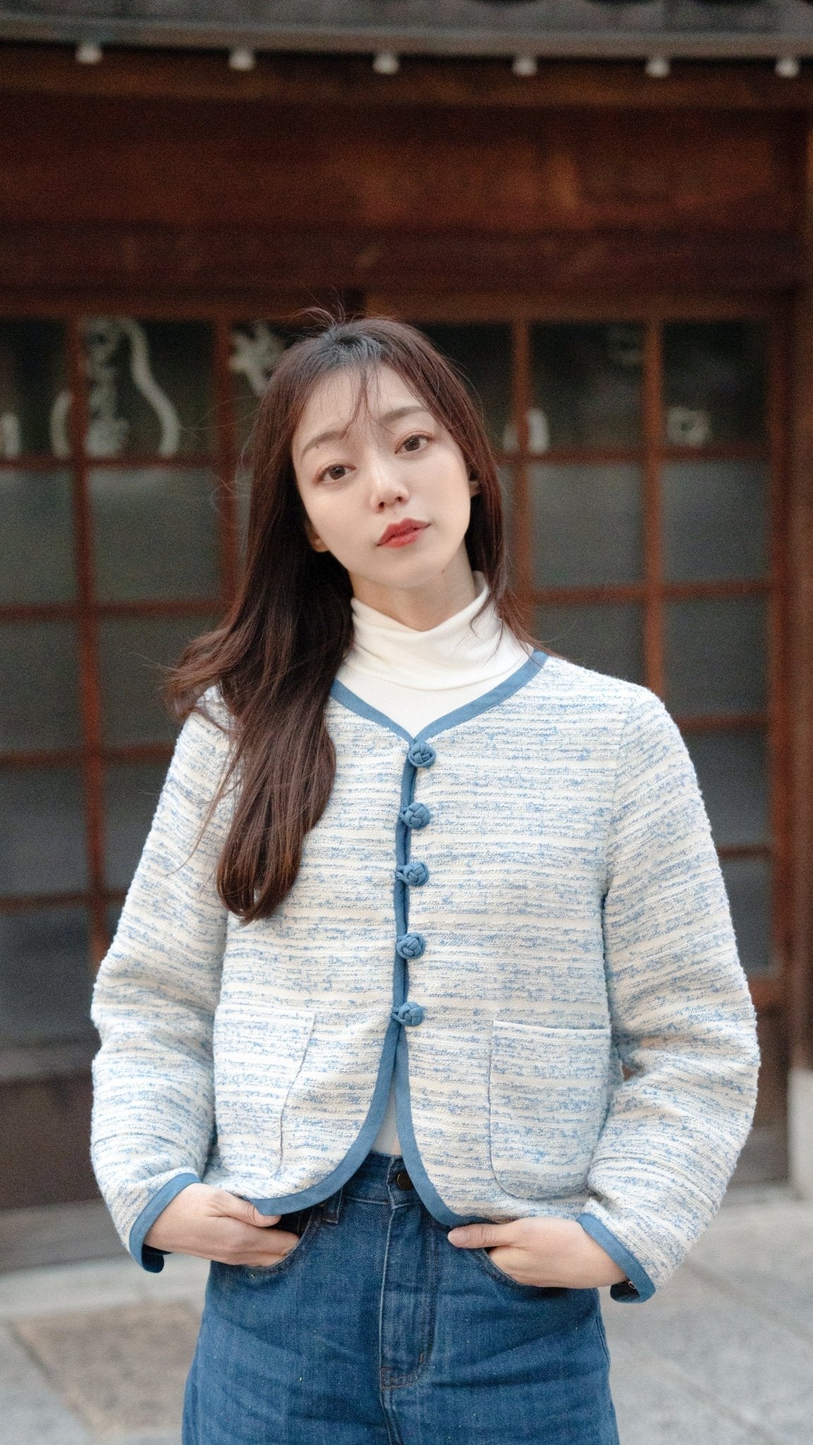 Collarless Ball Ball Tweed KF Jacket 波波盤扣花呢外套