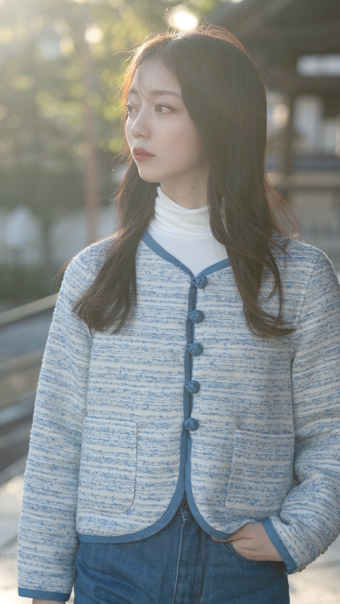 Collarless Ball Ball Tweed KF Jacket 波波盤扣花呢外套