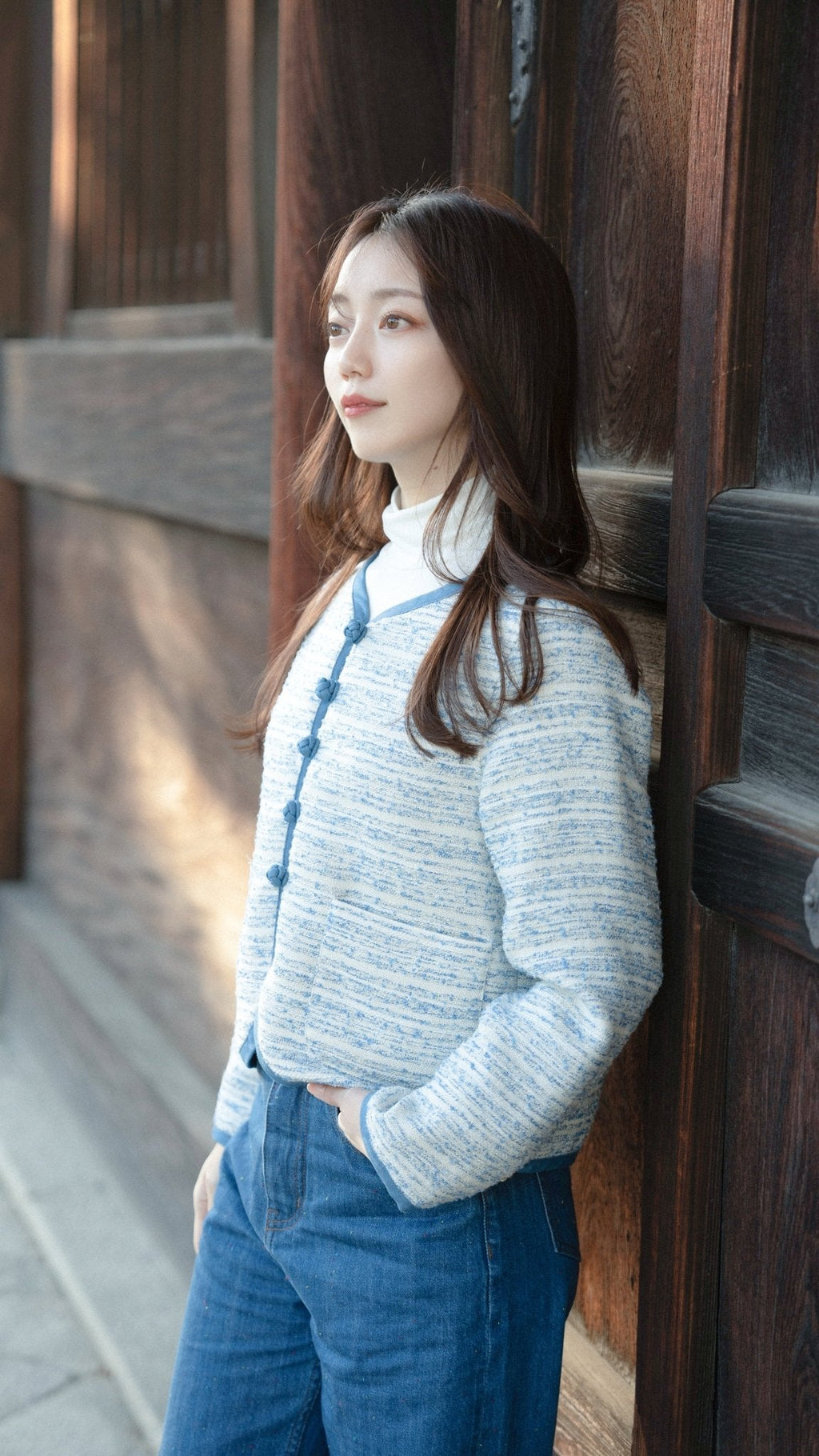 Collarless Ball Ball Tweed KF Jacket 波波盤扣花呢外套