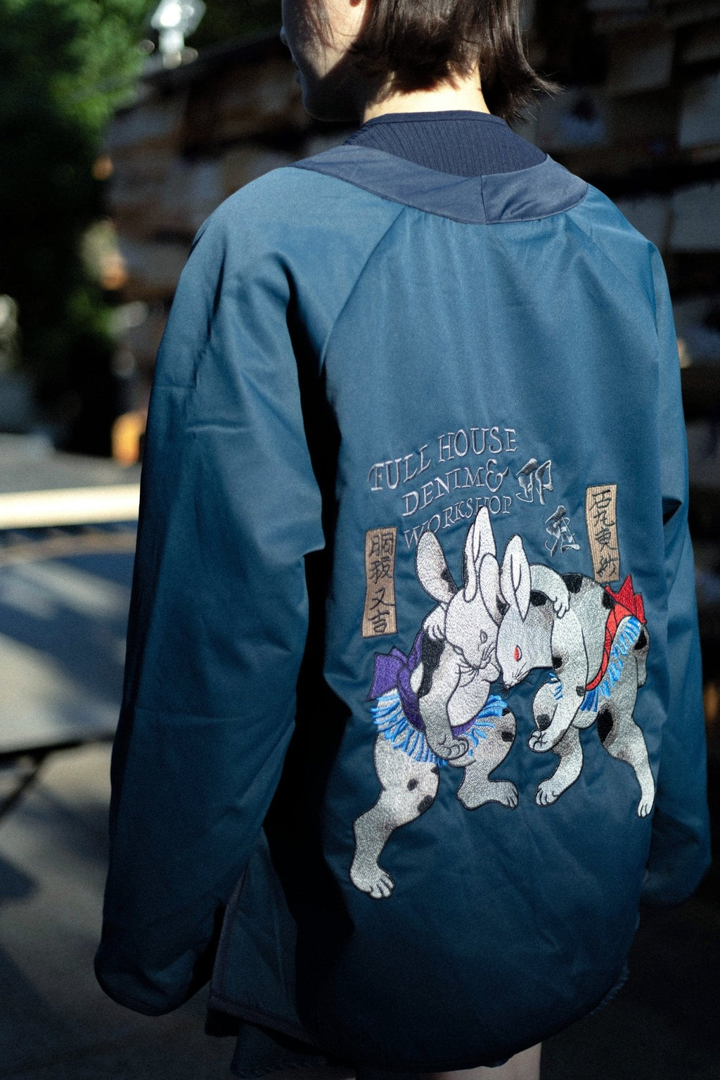 雙面すもう兎 Embroidery Reversible Kimono