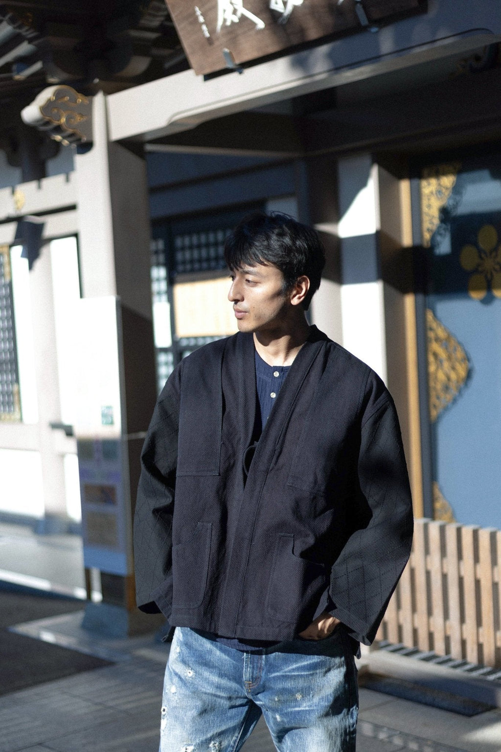墨色套染紺桔梗劍道服羽織Ink Black Over Dyeing Konkikyou Haori