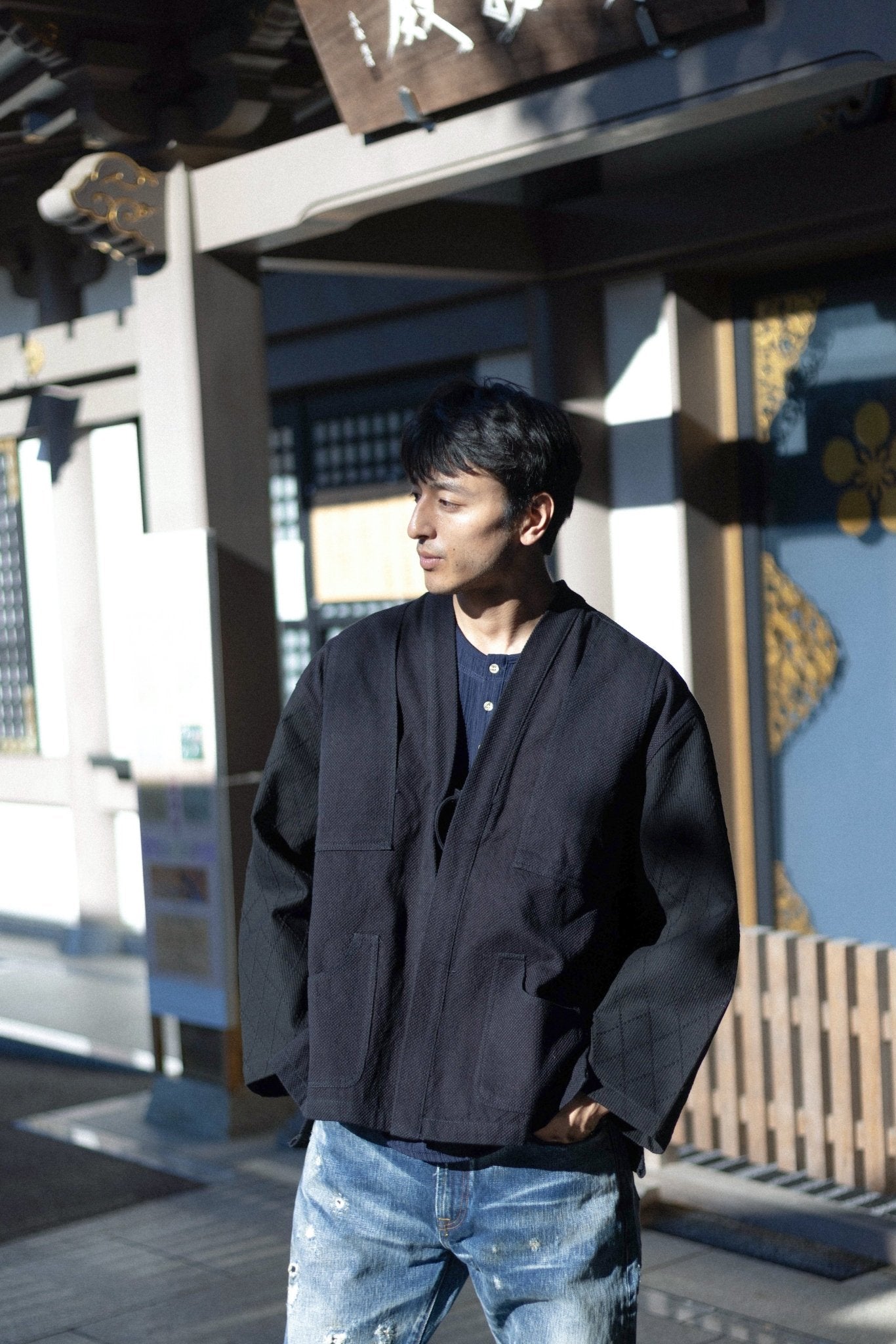 墨色套染紺桔梗劍道服羽織Ink Black Over Dyeing Konkikyou Haori