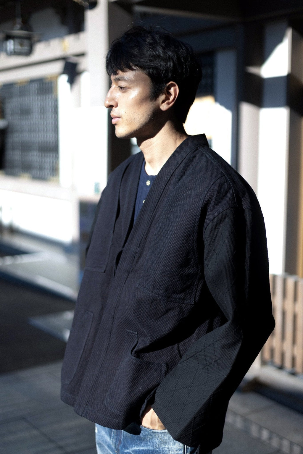 墨色套染紺桔梗劍道服羽織Ink Black Over Dyeing Konkikyou Haori