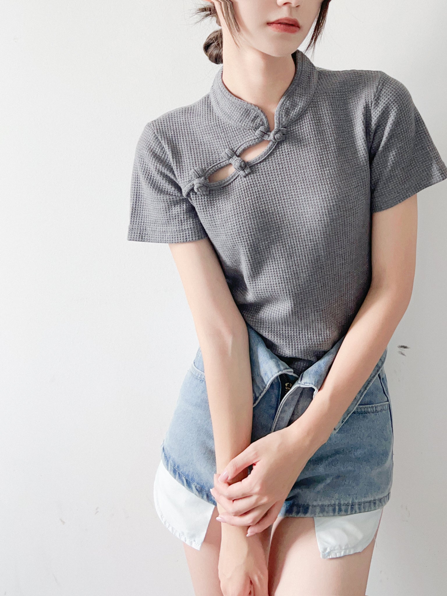 Waffle KF Crop Tee