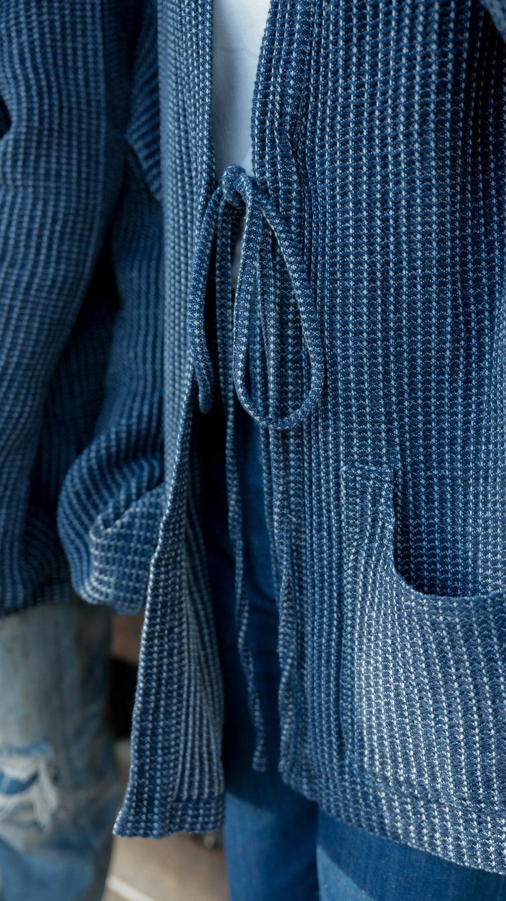 Waffle Tweed Denim Kimono 華夫格織紋牛仔袍
