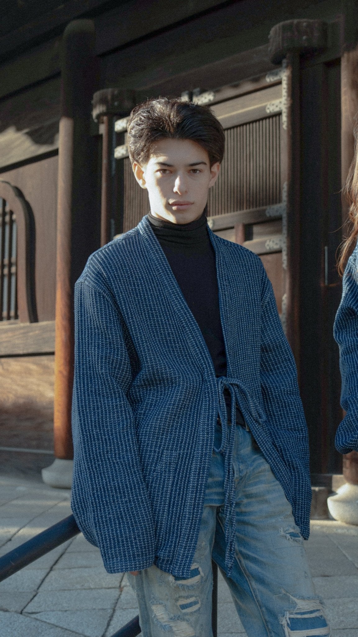 Waffle Tweed Denim Kimono 華夫格織紋牛仔袍